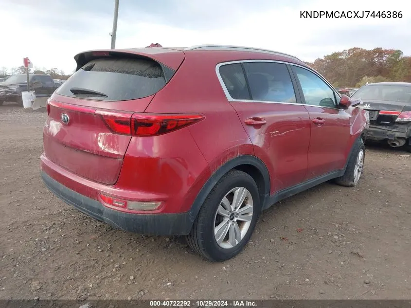 2018 Kia Sportage Lx VIN: KNDPMCACXJ7446386 Lot: 40722292