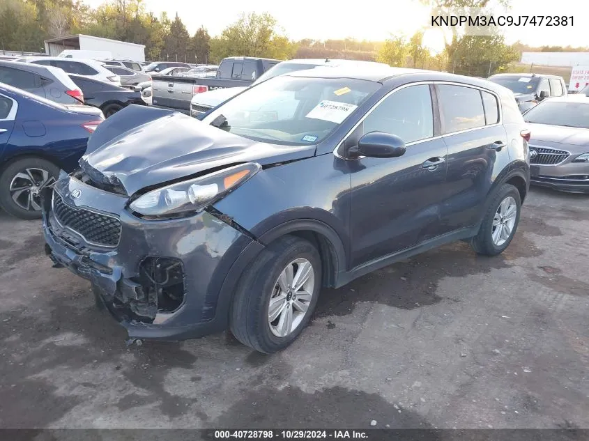 2018 Kia Sportage Lx VIN: KNDPM3AC9J7472381 Lot: 40728798