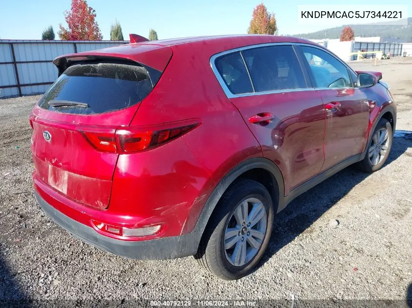 2018 Kia Sportage Lx VIN: KNDPMCAC5J7344221 Lot: 40792129