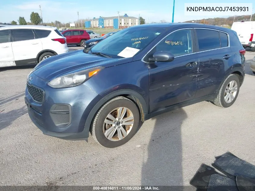 2018 Kia Sportage Lx VIN: KNDPM3AC0J7453931 Lot: 40816011