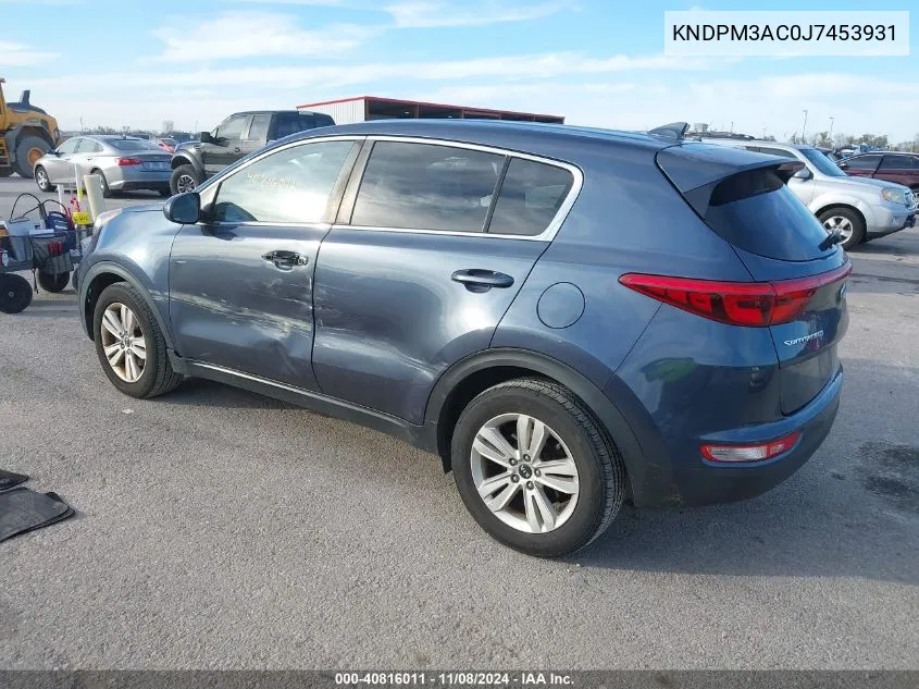 2018 Kia Sportage Lx VIN: KNDPM3AC0J7453931 Lot: 40816011