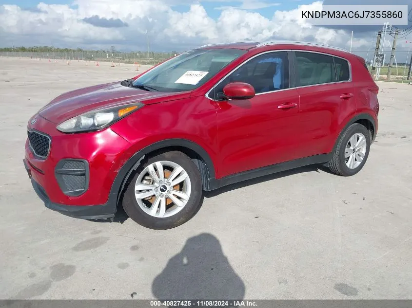 2018 Kia Sportage Lx VIN: KNDPM3AC6J7355860 Lot: 40827425