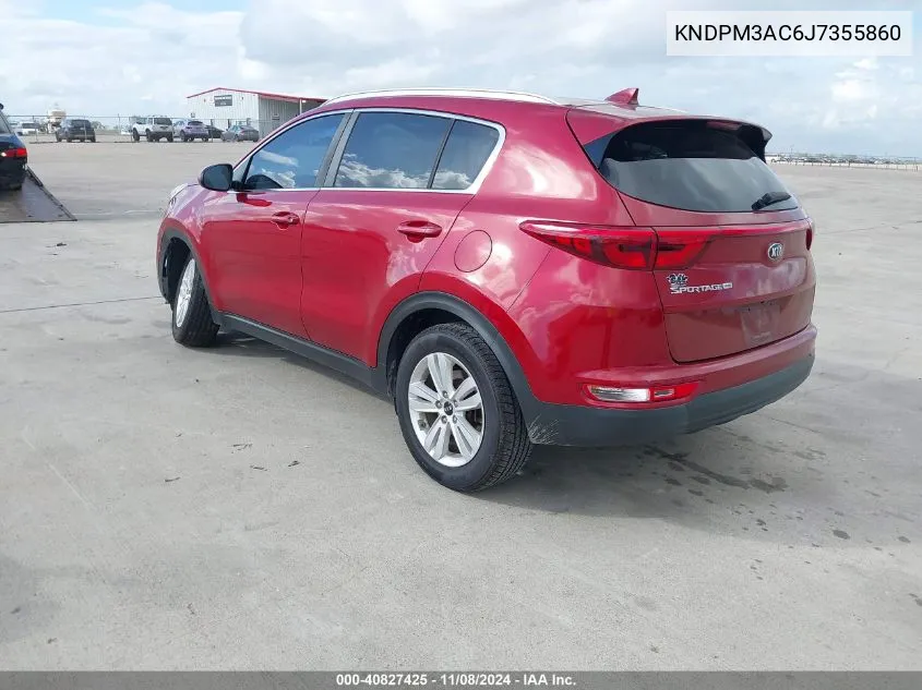 2018 Kia Sportage Lx VIN: KNDPM3AC6J7355860 Lot: 40827425