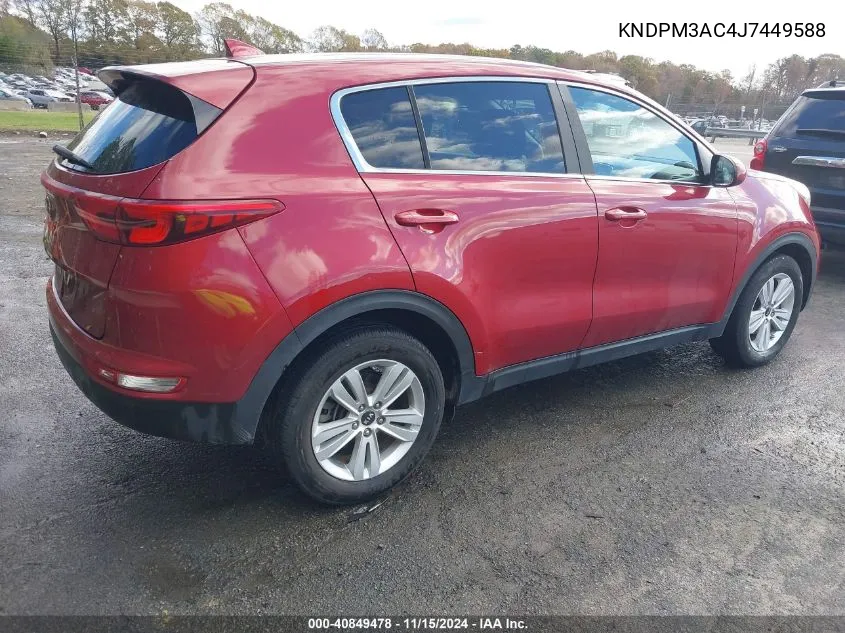 2018 Kia Sportage Lx VIN: KNDPM3AC4J7449588 Lot: 40849478