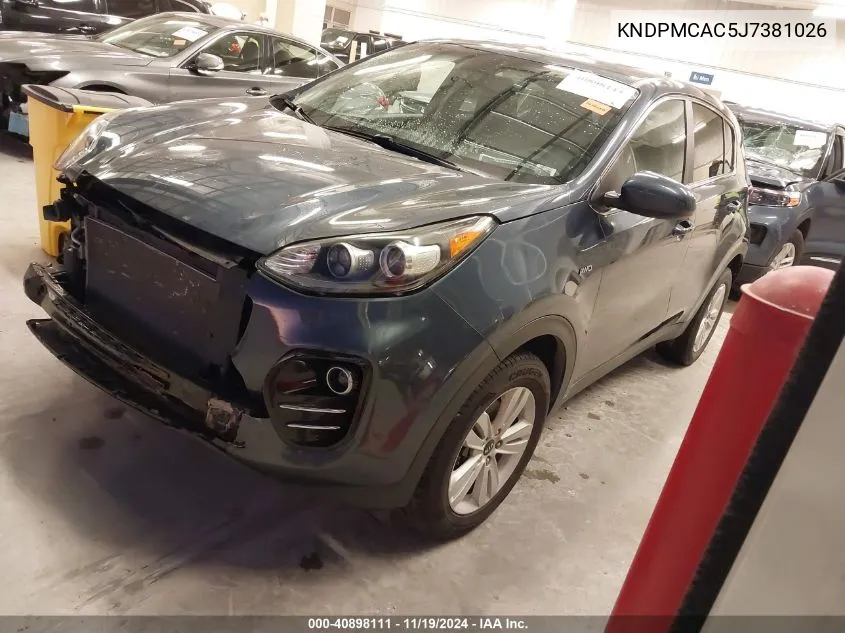 2018 Kia Sportage Lx VIN: KNDPMCAC5J7381026 Lot: 40898111