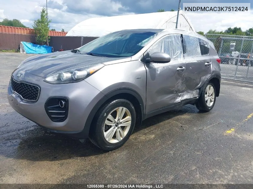 2019 Kia Sportage VIN: KNDPMCAC3K7512424 Lot: 12055380