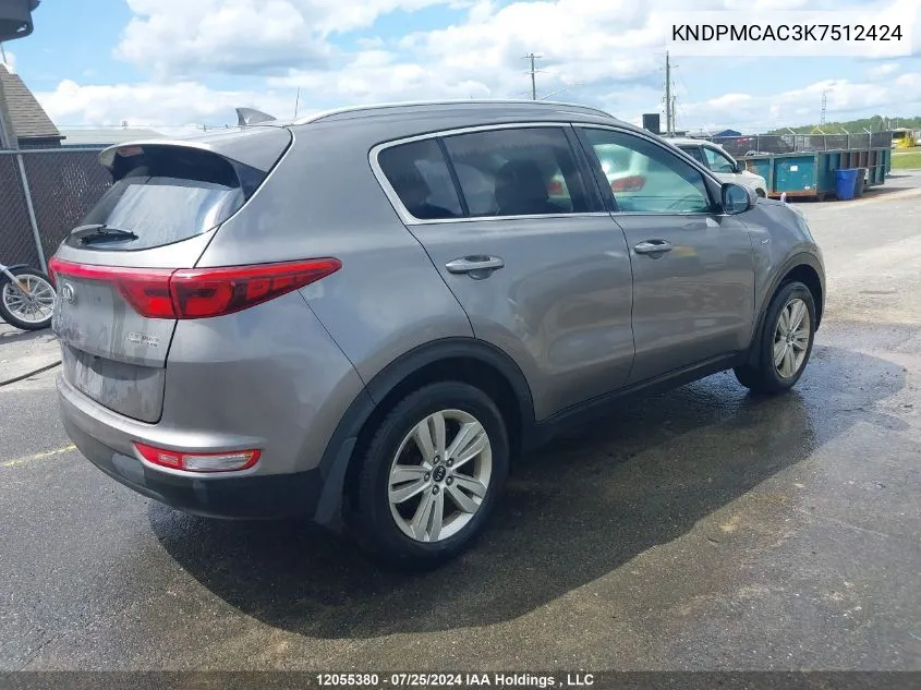 2019 Kia Sportage VIN: KNDPMCAC3K7512424 Lot: 12055380