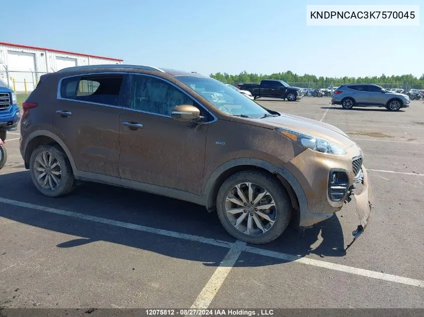 2019 Kia Sportage VIN: KNDPNCAC3K7570045 Lot: 12075812