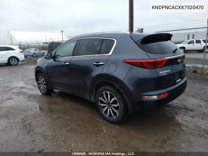 2019 Kia Sportage VIN: KNDPNCACXK7520470 Lot: 12098026