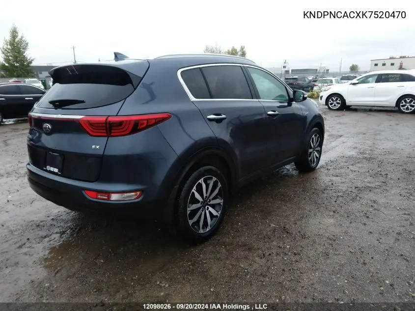 2019 Kia Sportage VIN: KNDPNCACXK7520470 Lot: 12098026