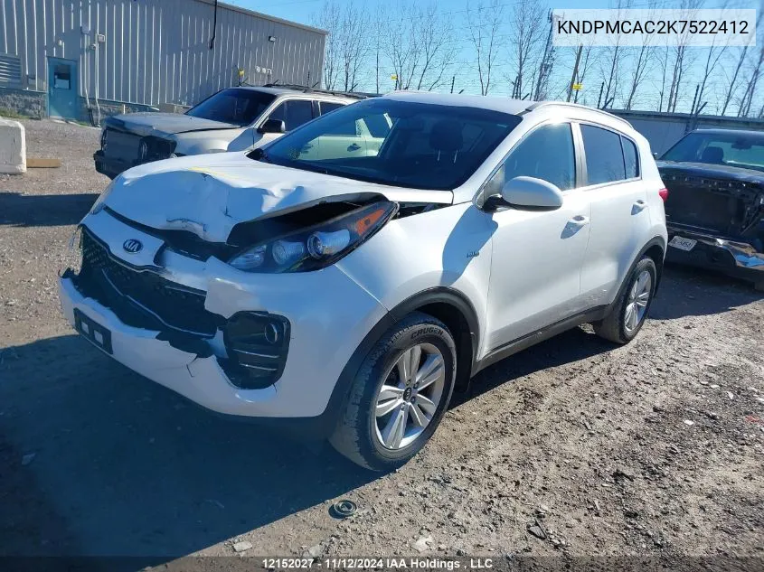 2019 Kia Sportage VIN: KNDPMCAC2K7522412 Lot: 12152027