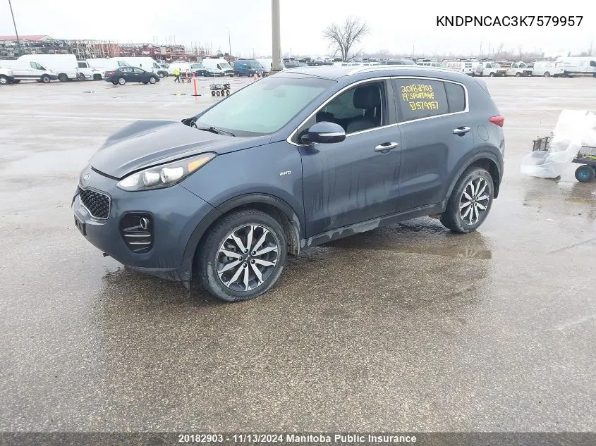 2019 Kia Sportage Ex VIN: KNDPNCAC3K7579957 Lot: 20182903