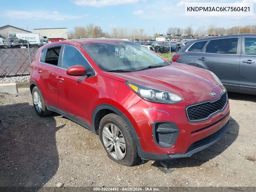 2019 Kia Sportage Lx VIN: KNDPM3AC6K7560421 Lot: 39224493