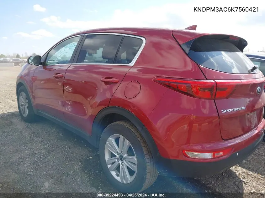 2019 Kia Sportage Lx VIN: KNDPM3AC6K7560421 Lot: 39224493