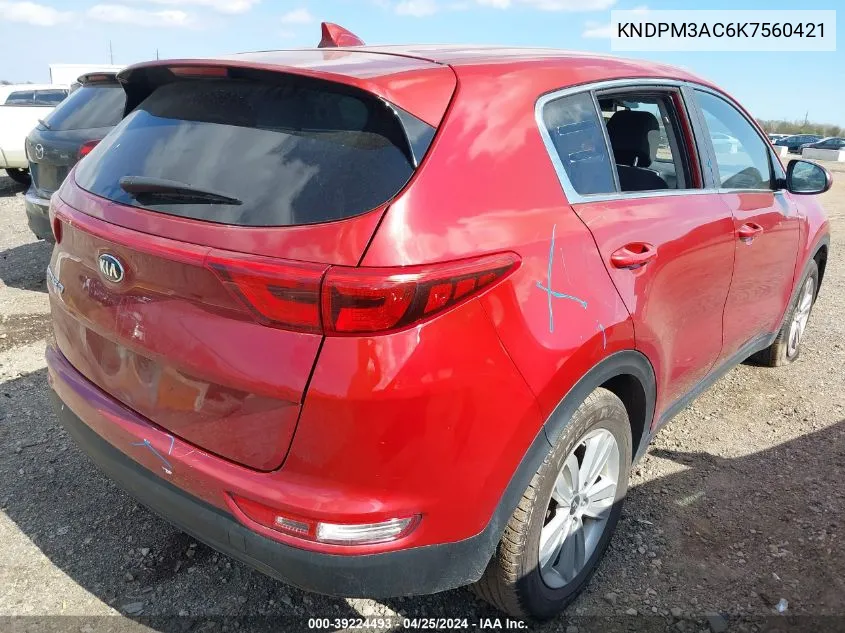 2019 Kia Sportage Lx VIN: KNDPM3AC6K7560421 Lot: 39224493