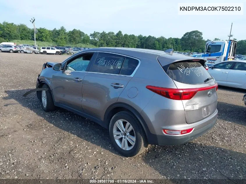 2019 Kia Sportage Lx VIN: KNDPM3AC0K7502210 Lot: 39387705