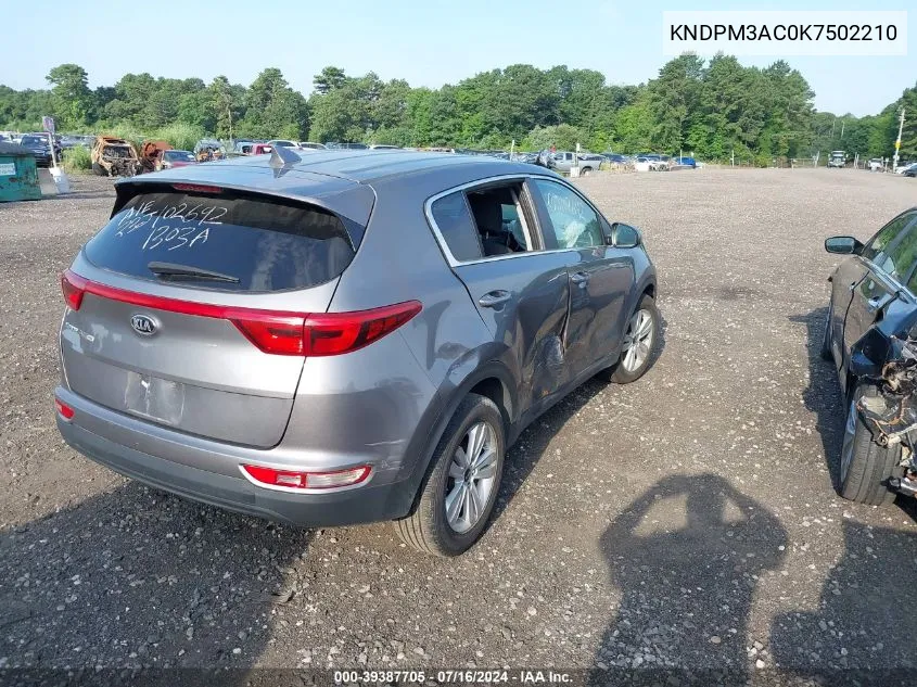 2019 Kia Sportage Lx VIN: KNDPM3AC0K7502210 Lot: 39387705