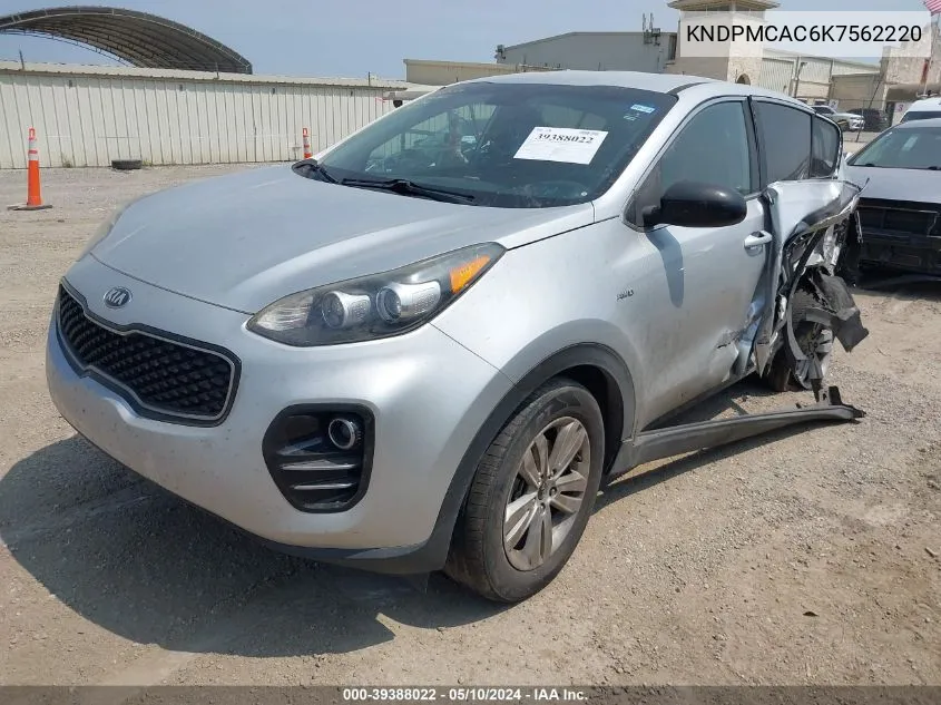 2019 Kia Sportage Lx VIN: KNDPMCAC6K7562220 Lot: 39388022