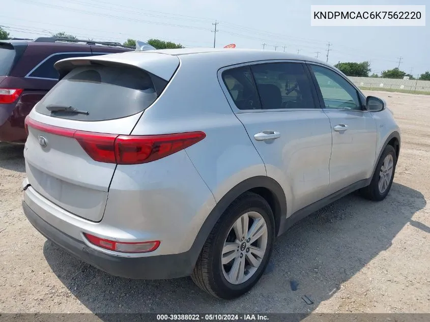 2019 Kia Sportage Lx VIN: KNDPMCAC6K7562220 Lot: 39388022