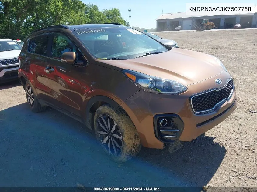 2019 Kia Sportage Ex VIN: KNDPN3AC3K7507768 Lot: 39619090