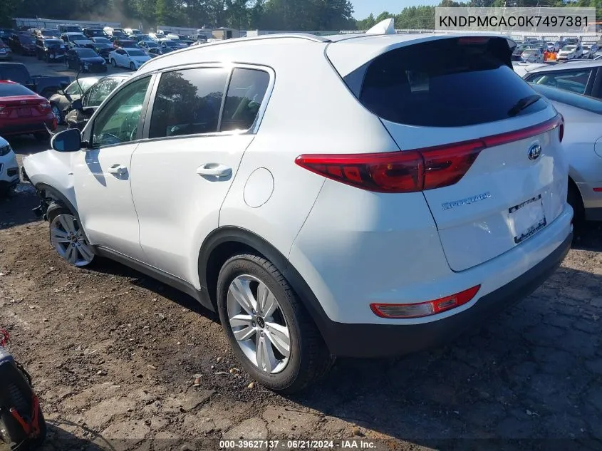 2019 Kia Sportage Lx VIN: KNDPMCAC0K7497381 Lot: 39627137