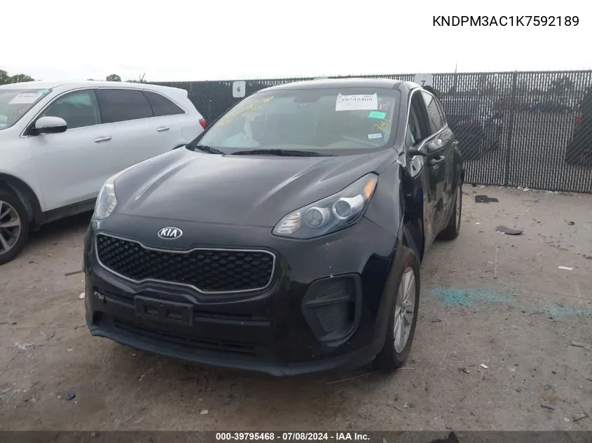 2019 Kia Sportage Lx VIN: KNDPM3AC1K7592189 Lot: 39795468