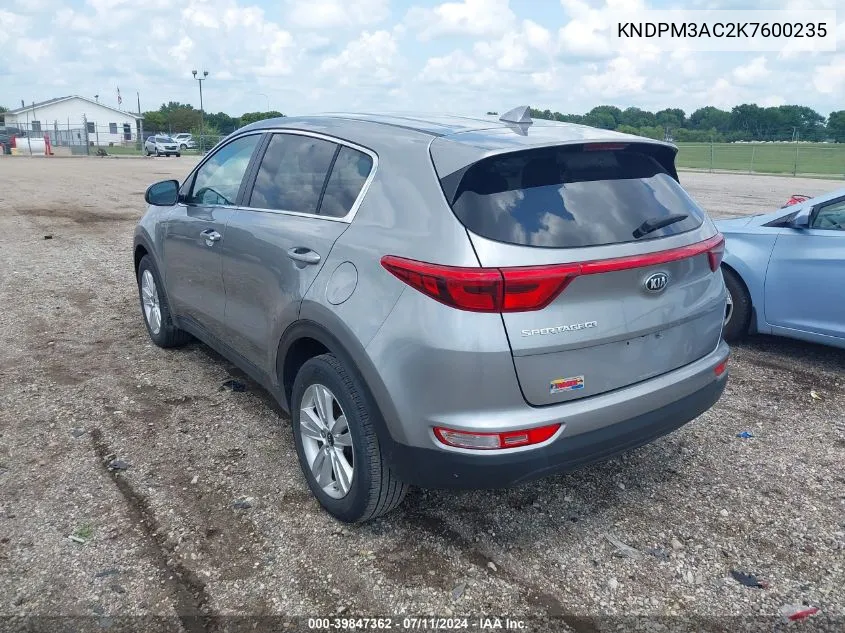 2019 Kia Sportage Lx VIN: KNDPM3AC2K7600235 Lot: 39847362