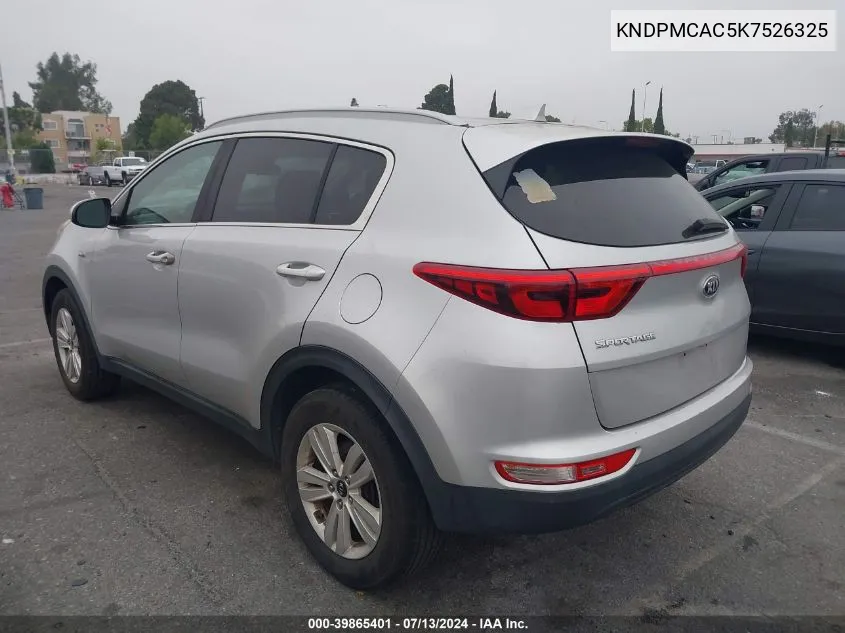 2019 Kia Sportage Lx VIN: KNDPMCAC5K7526325 Lot: 39865401