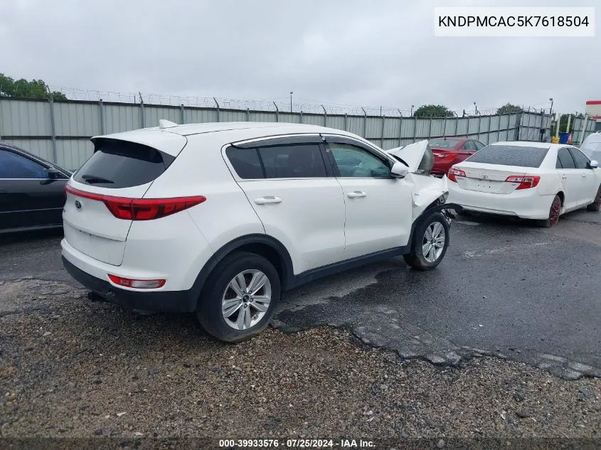 2019 Kia Sportage Lx VIN: KNDPMCAC5K7618504 Lot: 39933576