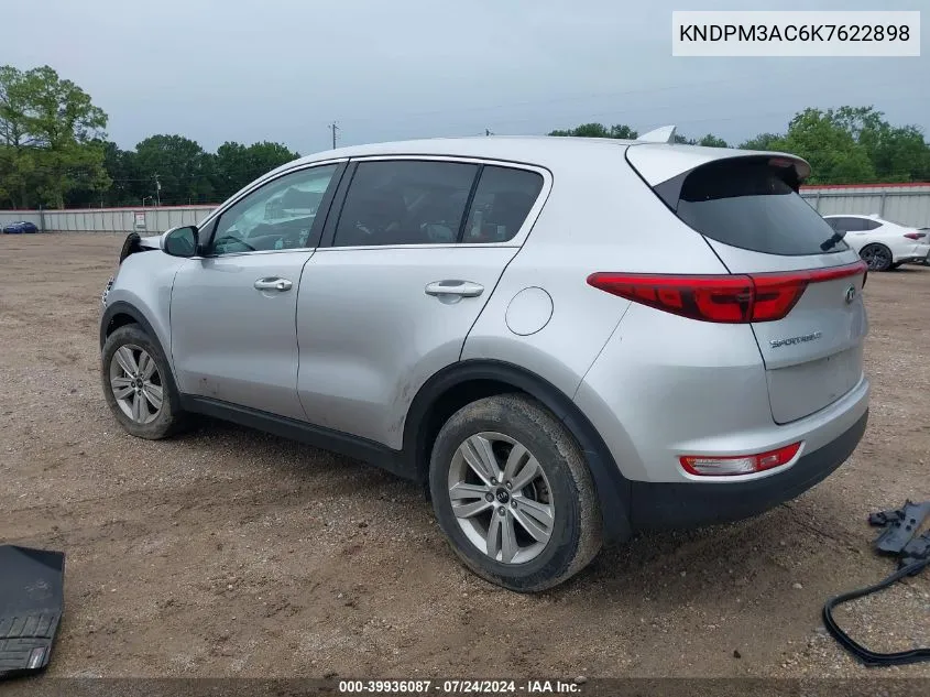 2019 Kia Sportage Lx VIN: KNDPM3AC6K7622898 Lot: 39936087