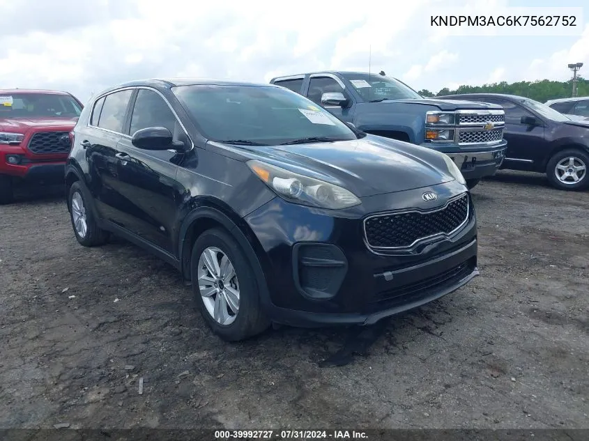 2019 Kia Sportage Lx VIN: KNDPM3AC6K7562752 Lot: 39992727