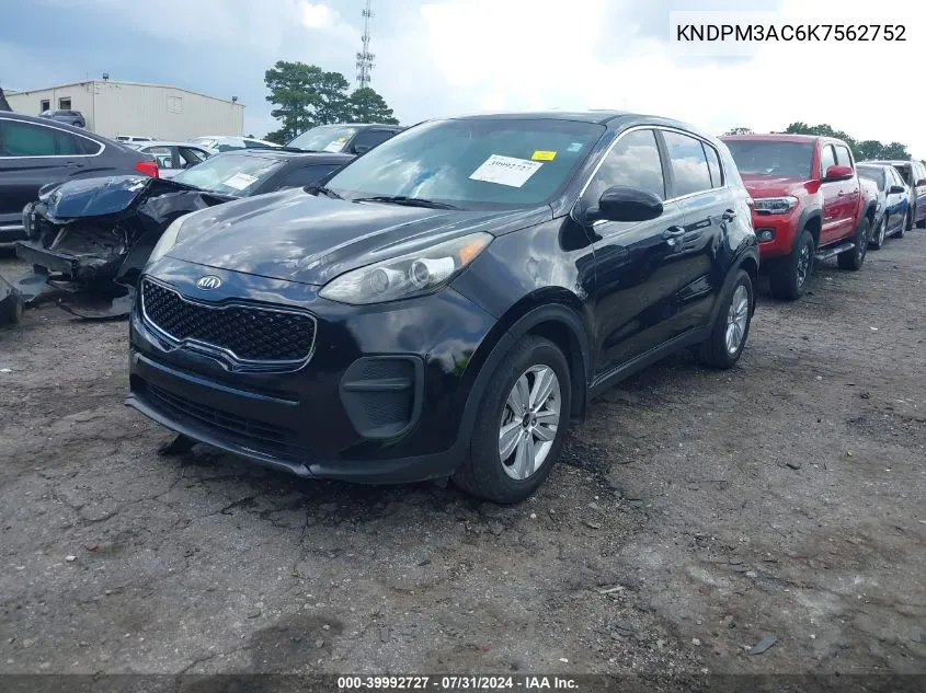 2019 Kia Sportage Lx VIN: KNDPM3AC6K7562752 Lot: 39992727