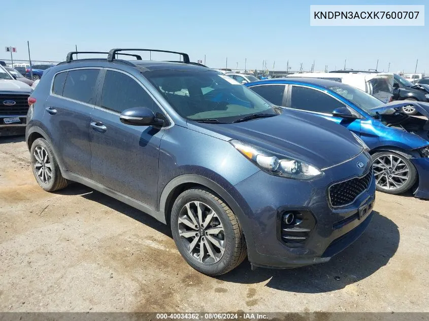 KNDPN3ACXK7600707 2019 Kia Sportage Ex