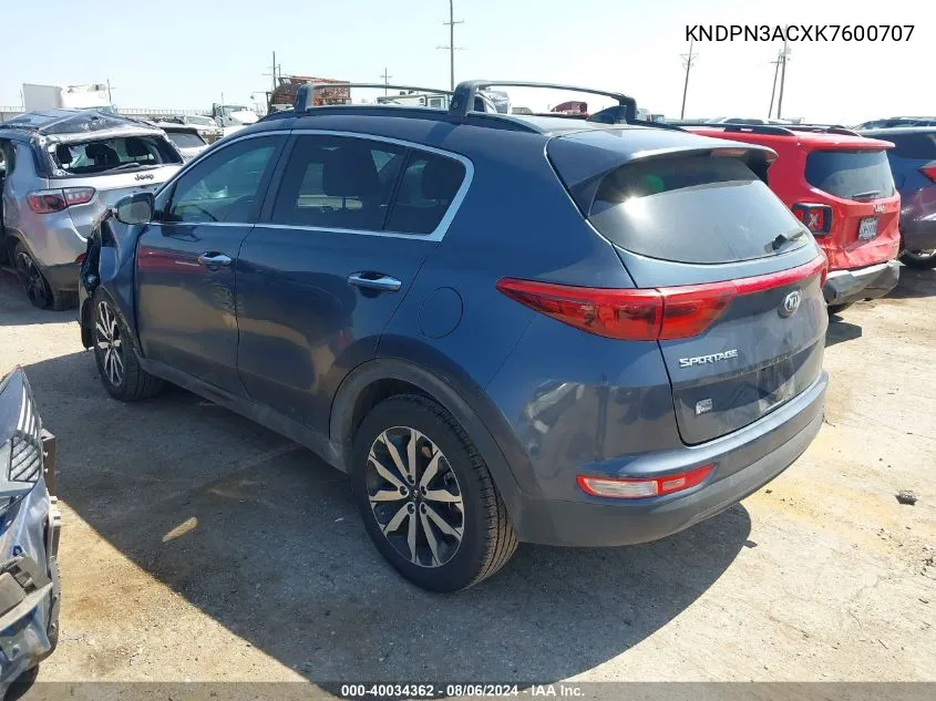 KNDPN3ACXK7600707 2019 Kia Sportage Ex