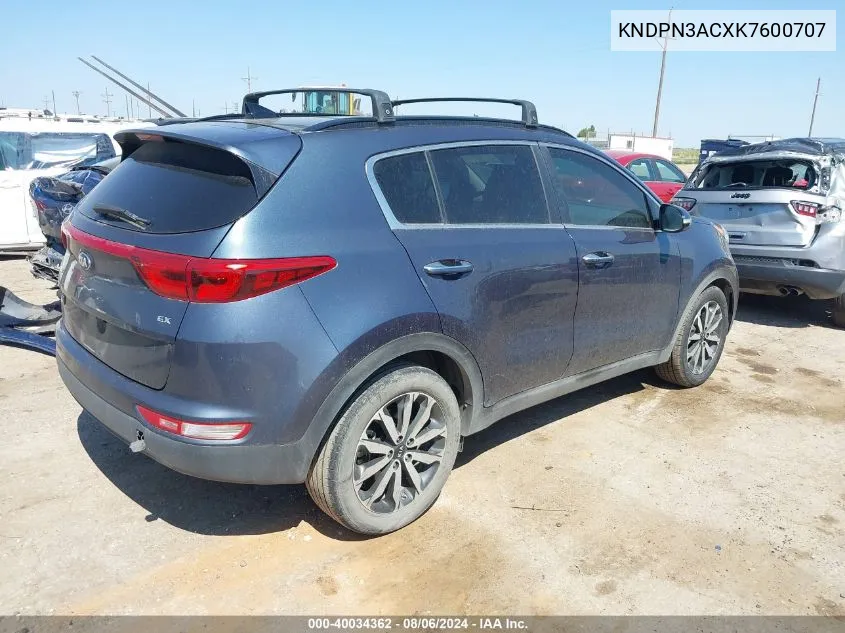 KNDPN3ACXK7600707 2019 Kia Sportage Ex