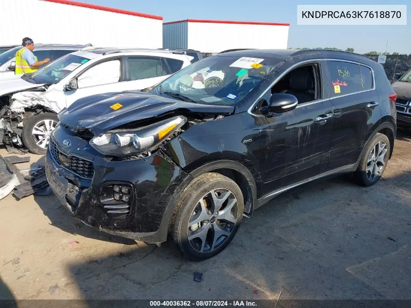 2019 Kia Sportage Sx Turbo VIN: KNDPRCA63K7618870 Lot: 40036362