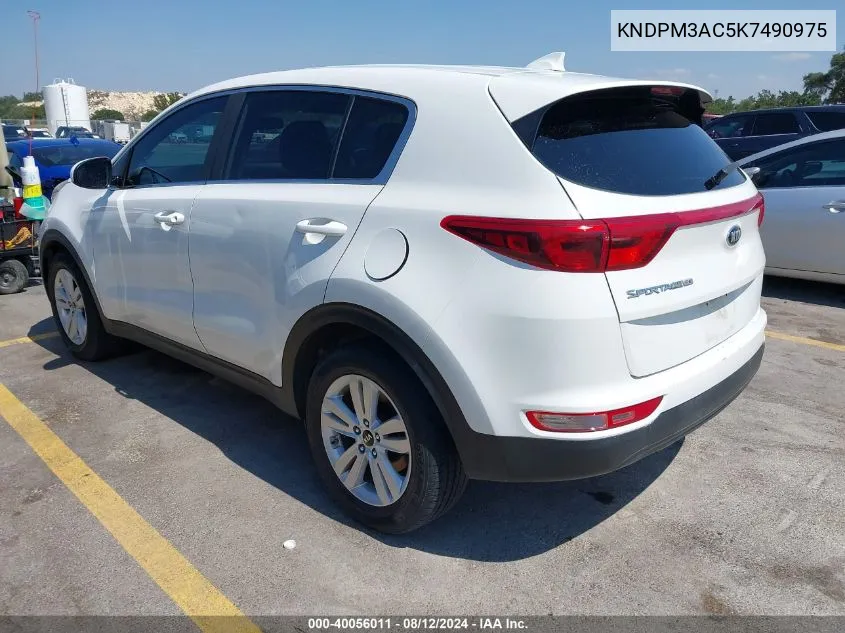 2019 Kia Sportage Lx VIN: KNDPM3AC5K7490975 Lot: 40056011