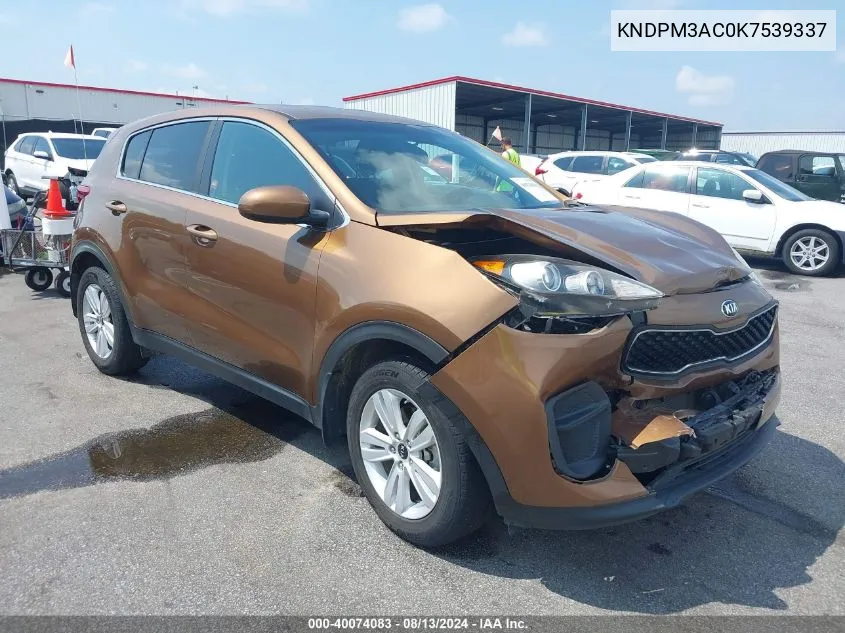 2019 Kia Sportage Lx VIN: KNDPM3AC0K7539337 Lot: 40074083