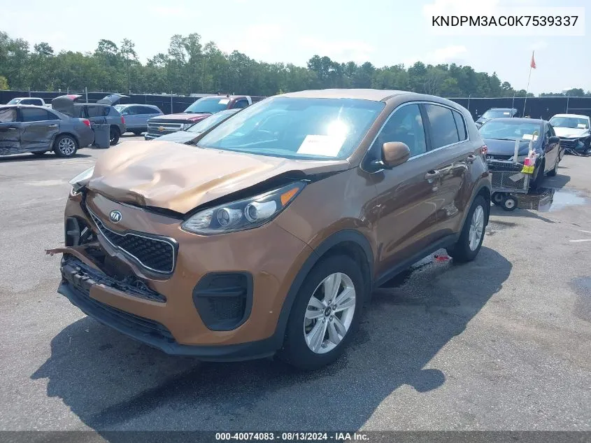 2019 Kia Sportage Lx VIN: KNDPM3AC0K7539337 Lot: 40074083