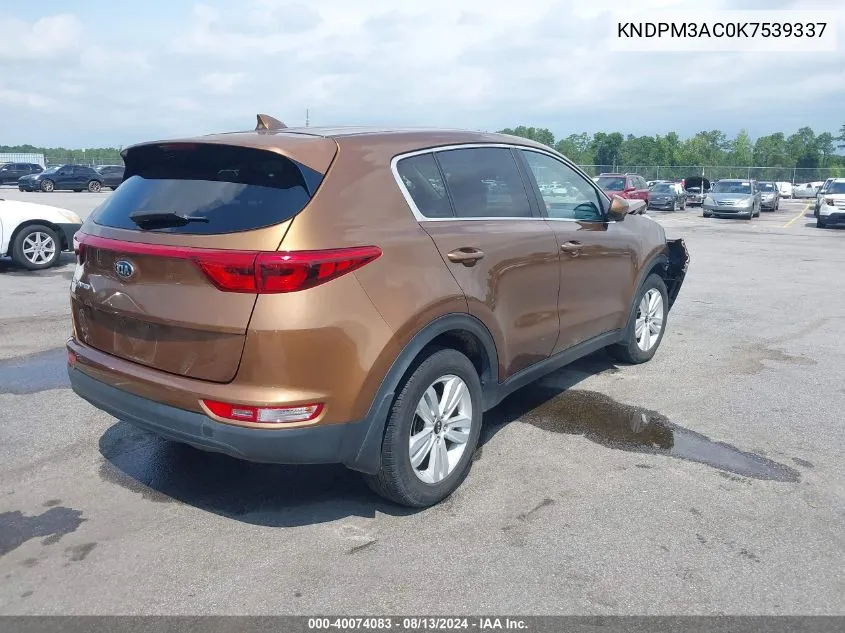 2019 Kia Sportage Lx VIN: KNDPM3AC0K7539337 Lot: 40074083