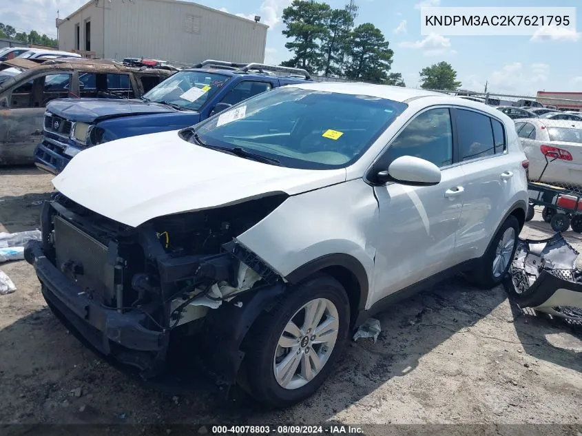 2019 Kia Sportage Lx VIN: KNDPM3AC2K7621795 Lot: 40078803