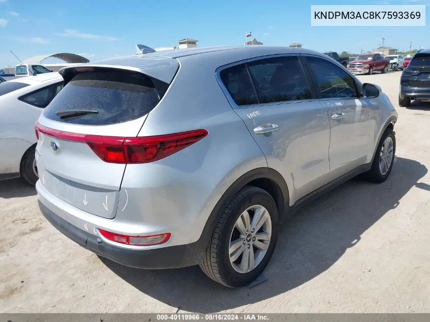 2019 Kia Sportage Lx VIN: KNDPM3AC8K7593369 Lot: 40119966