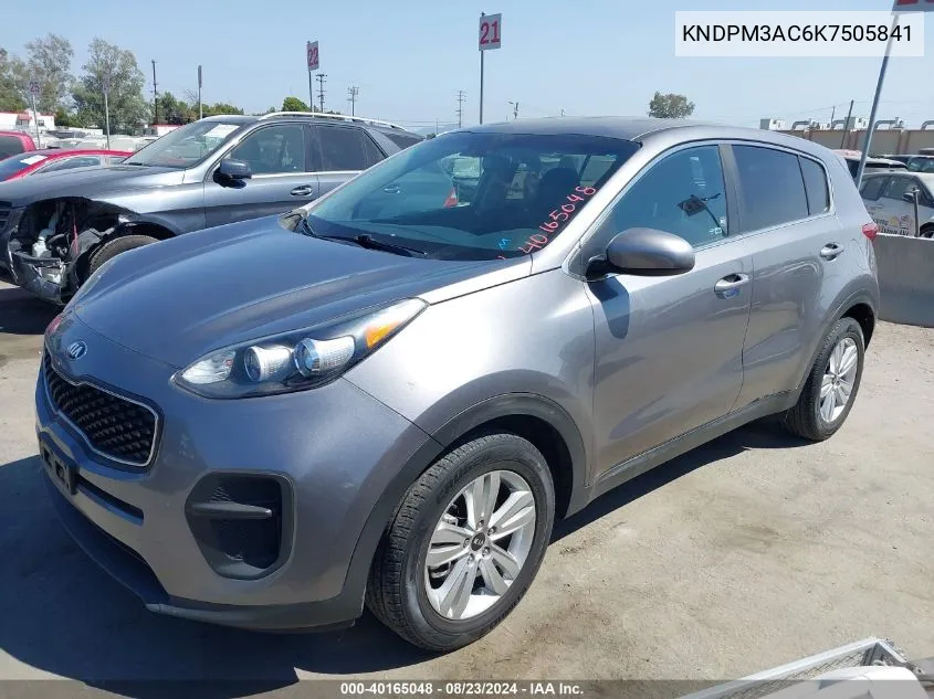 2019 Kia Sportage Lx VIN: KNDPM3AC6K7505841 Lot: 40165048