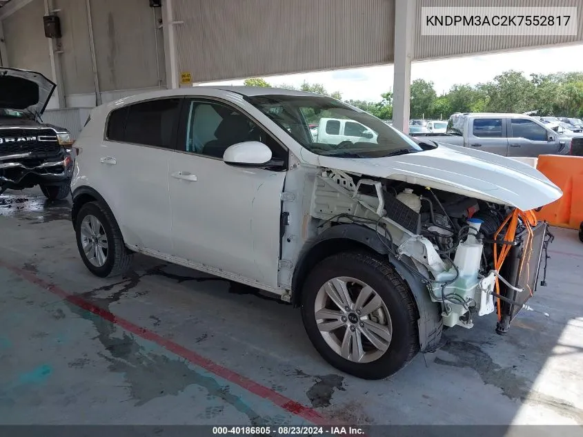 2019 Kia Sportage Lx VIN: KNDPM3AC2K7552817 Lot: 40186805