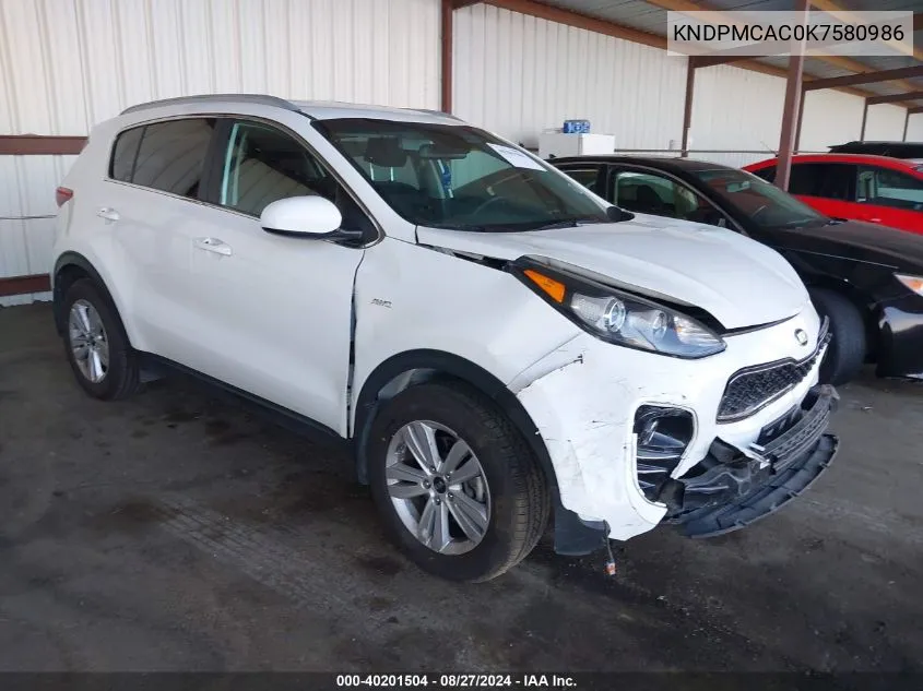 2019 Kia Sportage Lx VIN: KNDPMCAC0K7580986 Lot: 40201504