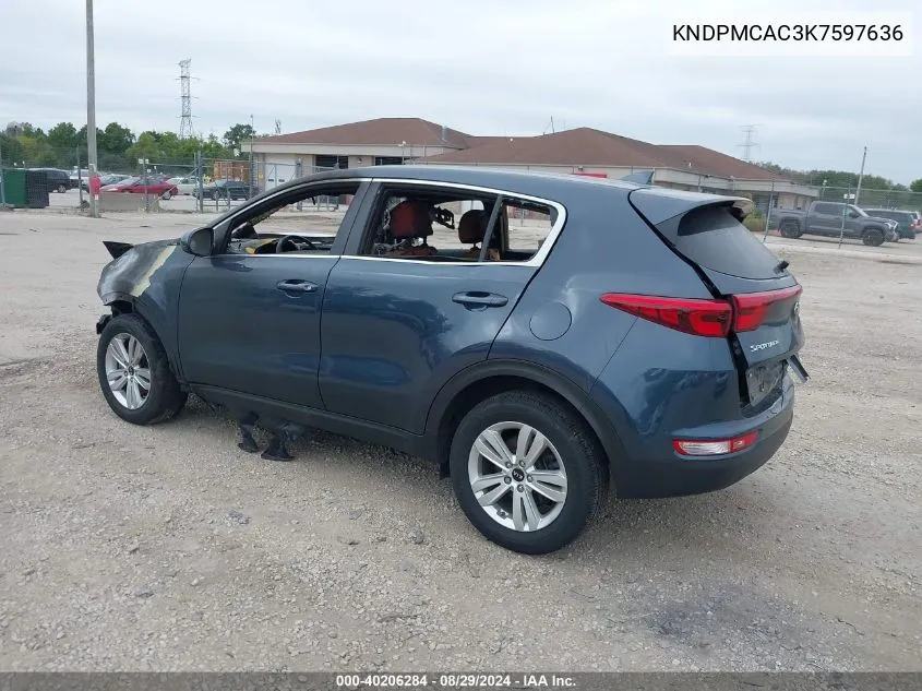 2019 Kia Sportage Lx VIN: KNDPMCAC3K7597636 Lot: 40206284