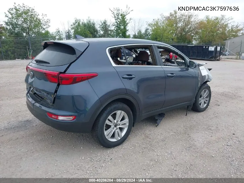 2019 Kia Sportage Lx VIN: KNDPMCAC3K7597636 Lot: 40206284