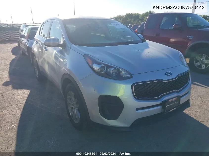 2019 Kia Sportage Lx VIN: KNDPM3AC0K7570443 Lot: 40248501