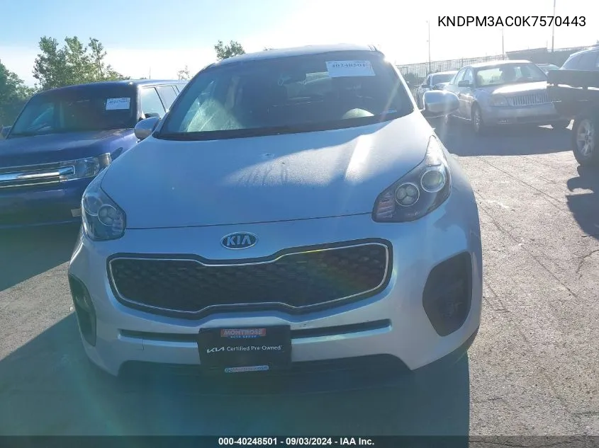 2019 Kia Sportage Lx VIN: KNDPM3AC0K7570443 Lot: 40248501