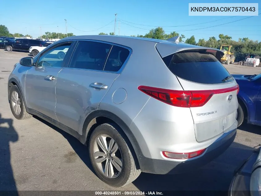 KNDPM3AC0K7570443 2019 Kia Sportage Lx